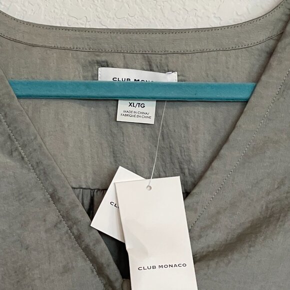 NWT Club Monaco Ruffle SLV Button Chemise in Sage - Picture 10 of 11